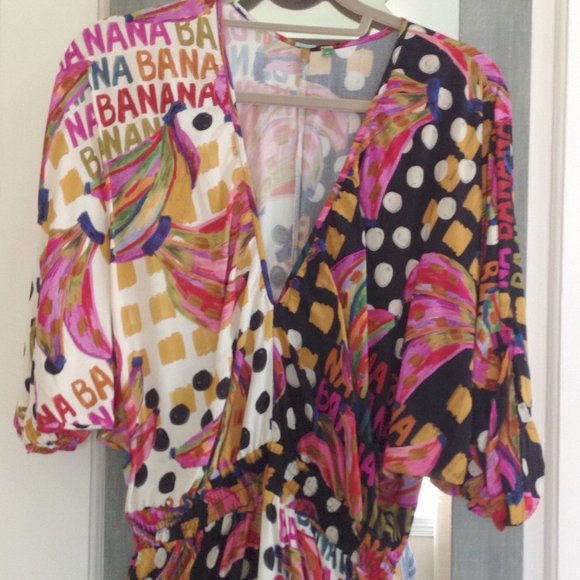 FARM Rio Half and Half Bananatic Print Maxi Dress Tropical Dopamine Dressing - Picture 12 of 16